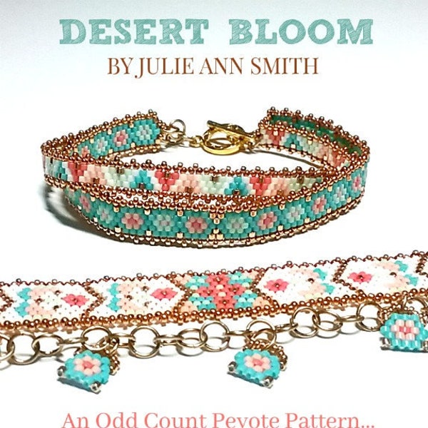 Julie Ann Smith Designs DESERT BLOOM Odd Count Peyote Bracelet Pattern