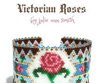 Julie Ann Smith Designs VICTORIAN ROSES Odd Count Peyote Bracelet Pattern