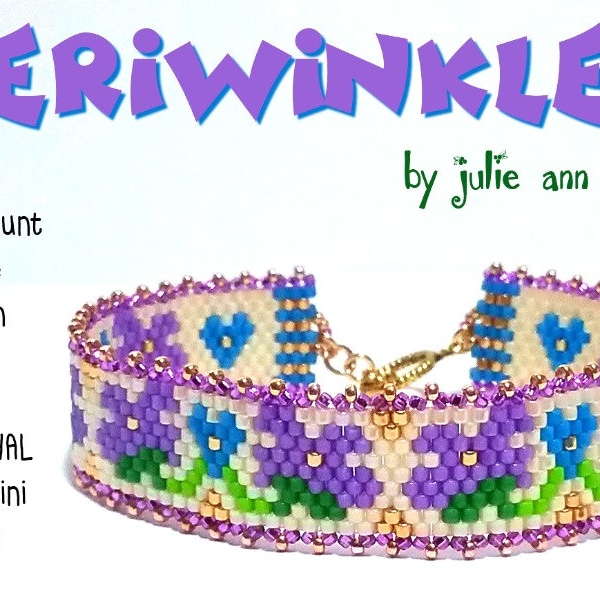 Julie Ann Smith Designs PERIWINKLES Odd Count Peyote Skinny Mini Bracelet Pattern