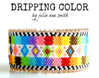 Julie Ann Smith Designs DRIPPING COLOR Odd Count Peyote Bracelet Pattern