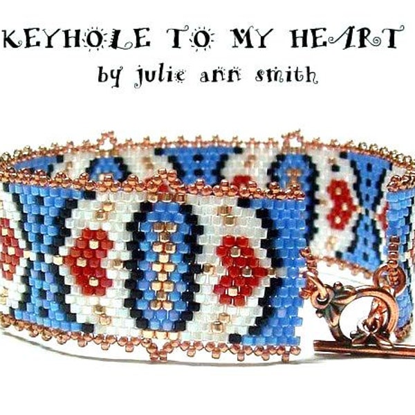 Julie Ann Smith Designs KEYHOLE to MY HEART Bracelet Odd Count Peyote Beadweaving Bracelet Pattern