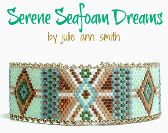 Julie Ann Smith Designs SERENE SEAFOAM DREAMS Odd Count Peyote Bracelet Pattern