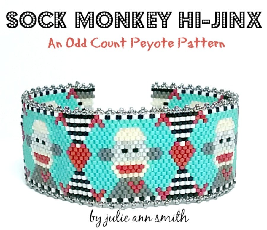 Julie Ann Smith Designs SOCK MONKEY Hi-jinx Odd Count Peyote