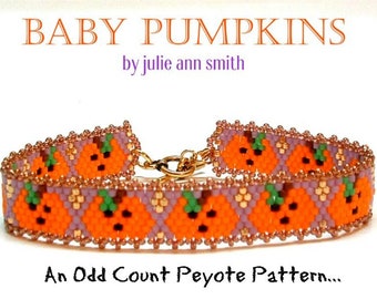 Julie Ann Smith Designs BABY PUMPKINS Odd Count Peyote Bracelet Pattern