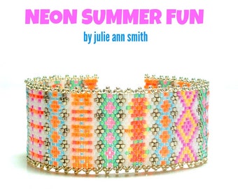 Julie Ann Smith Designs NEON SUMMER FUN Odd Count Peyote Bracelet Pattern