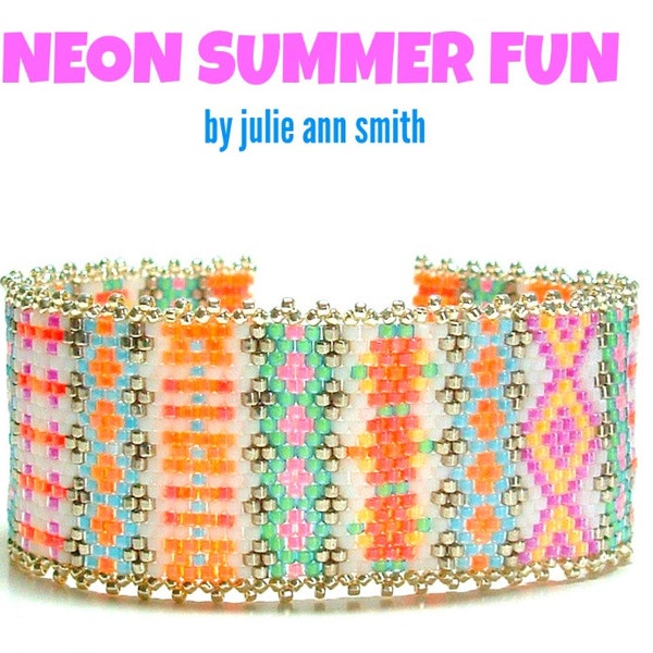 Julie Ann Smith Designs NEON SUMMER FUN Odd Count Peyote Bracelet Pattern