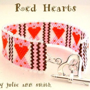 Julie Ann Smith Designs RED HEARTS Odd Count Peyote Bracelet Pattern image 2