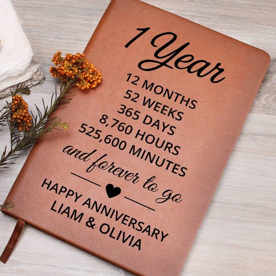Personalized Leather Journal Gift for Husband Wife Couple – Year