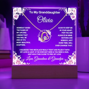 Personalized Granddaughter Gift from Grandpa Nana Acrylic Bundle Necklace, Always Keep Me In Your Heart, Custom Name Birthday Christmas Gift