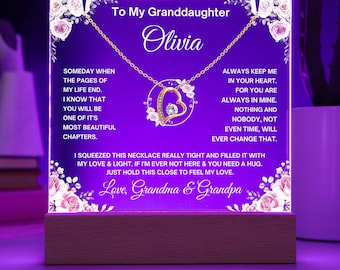 Personalized Granddaughter Gift from Grandpa Nana Acrylic Bundle Necklace, Always Keep Me In Your Heart, Custom Name Birthday Christmas Gift