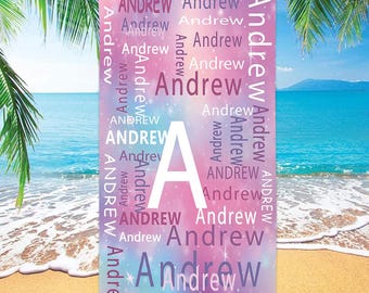 Custom Beach Towel With Name, Personalized Pool Towel Gifts, Bridesmaid Gifts For Wedding Day, Beach Vacation Gifts,Outside Swim Towel