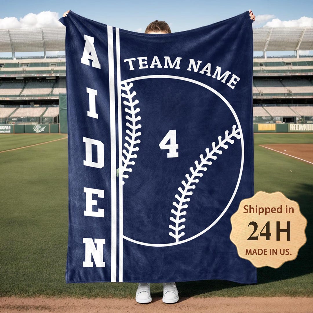 Baseball Blanket with Custom Name, Blanket Team Throw Blanket, Boys Baseball Gifts, Gifts 