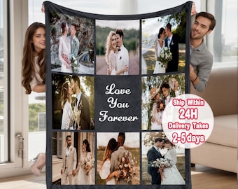 Custom Photo Blanket for Couple, Personalized Fleece Dog Blanket with Picture, Family Memories Blanket Gifts, Christmas Blanket King Size
