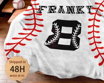 Personalized Baseball Blanket, Gift Idea for Baseball Player, Flannel Kids Baseball Blanket, Graduation Gift, Blanket for Boys, Team Gift