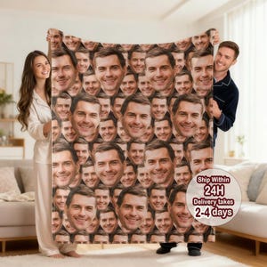 Custom Multi-Faces Photo Blanket, Personalized photo Face Blanket Gifts, Faces on Blanket with your photo, Custom Funny Face Blanket for Man