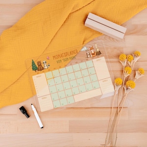 Personalized Monthly Planner Acrylic (005.02) – Wipeable for Kids – Refrigerator Calendar – Acrylic Calendar, Wall Calendar, Wish Calendar