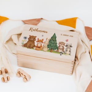 Coffret Souvenir Monde Animal LILLET® (001.06) | Coffret en bois personnalisé pour anniversaires, naissances, communions | Cadeau pour enfants | Nom/Date