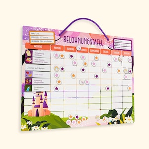 LILLETÅ® Magic World-belöningstabell | Magnetiskt belöningssystem för barn | 350 magneter och 95 uppgifter | Motivation, självständighet