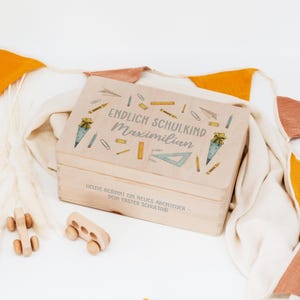 Personalized memory box (001.08) Gift for school enrollment Gift idea Back to school environmentally friendly wood handmade child school