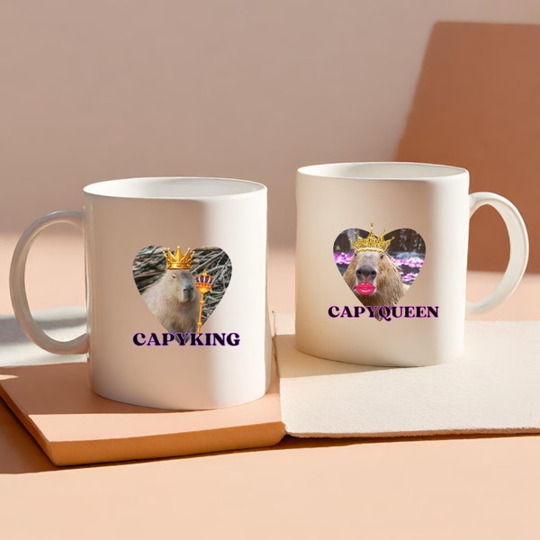 Capyqueen Mug, Cute Capybara Mug, Gift For Capybara Lover, Present For Capybara Fan, Matching Boyfriend Mug, Cute Capybara Gift