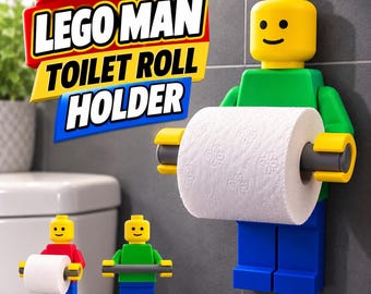 Lego-Toilettenpapierhalter | 3D-gedruckte Badezimmerdeko | Lustiger Toilettenpapierhalter | Einzigartiges Badezimmergeschenk | Lego-inspirierte Wohndeko