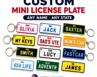 Custom License Plate Keychain | Personalised Number Plate Keyring | Australian Plate Keychain | Car Lover Gift | Custom Registration Tag