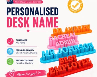 Personalised Modern Desk Name Plate | Custom Office Name Sign | Minimalist Desk Plaque | Australian Made