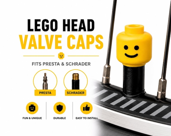 LEGO Head Valve Caps | Funny Car Tyre Valve Caps | 3D Printed Valve Stem Caps | Car Accessories | Gift for Him