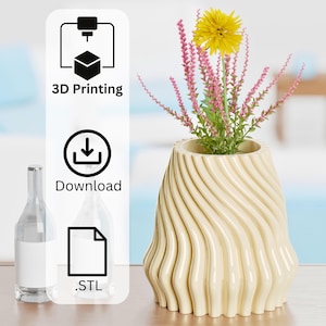 Ambi Collection Modern Swirl Vase - Digital STL 3D Printed File, Home Decor for Flowers and Plants Holder