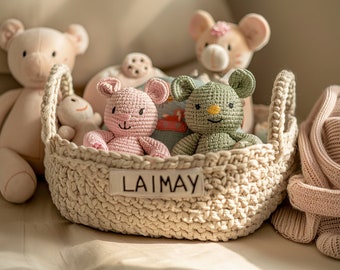 personalized Baby shower gift basket, baby Gift Basket Rope Cotton Basket Baby Gift Basket,Storage Basket Baby Name Gift