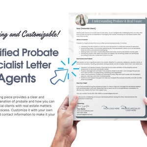 Carta de especialista en sucesiones para agentes: bienes raíces, introducción del agente, carta de sucesiones de bienes raíces, plantilla de sucesiones de agentes inmobiliarios