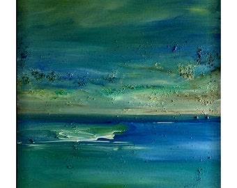 Abstract Seascape Unwrapped  Canvas Print From Original Painting Pearls of Tranquility