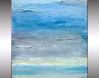 CUSTOM Impressionistic Seascape Original Abstract Painting  20X16 Gallery Wrapped Tonal Earthen Seas Series 10 Textured