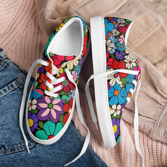 Womens Lace up Canvas Shoes Women s Sneakers Classic Shoe Retro Shoes Custom Design Graphic Print Shoes Etsy