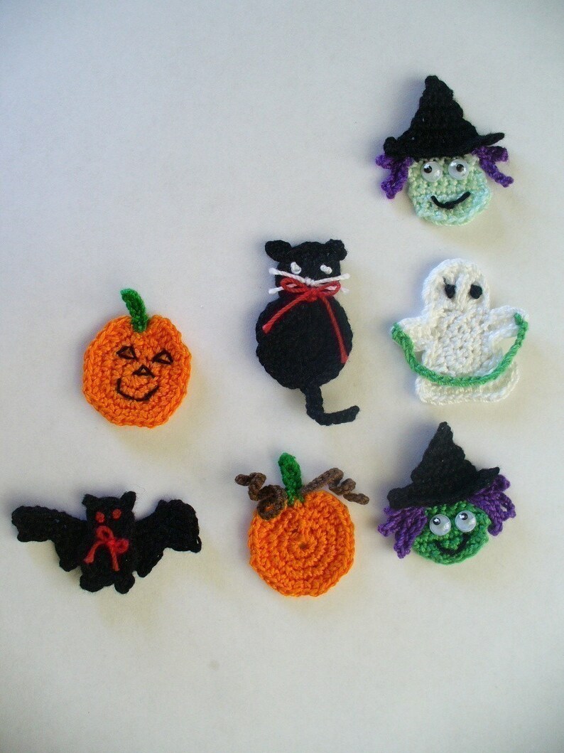 Crocheted Halloween Appliques Embellishments Earrings Etsy