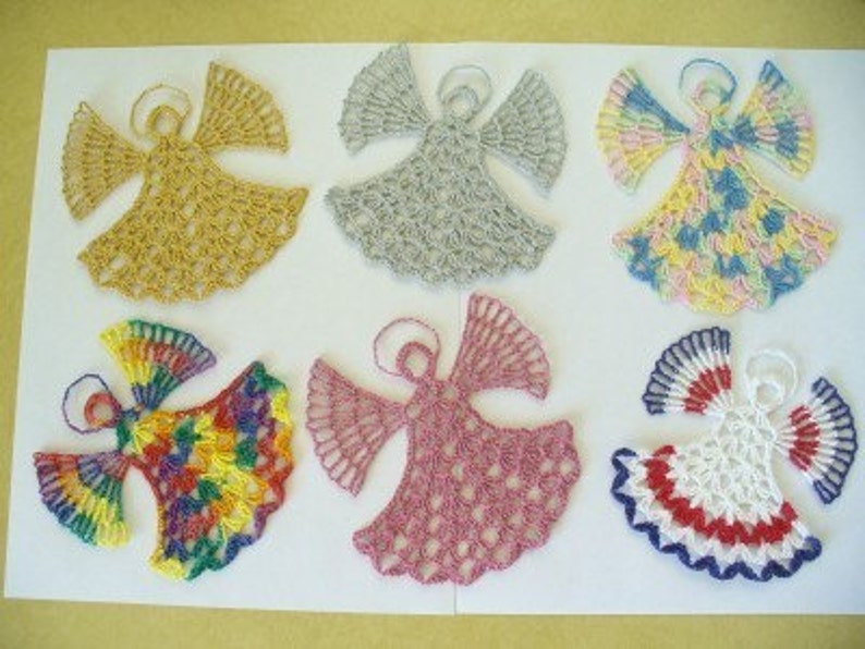Heavenly Angels, Hand Crochet applique or embellishment Choose Your Colors, Single Color Or Maybe 2 or 3 Colors image 2