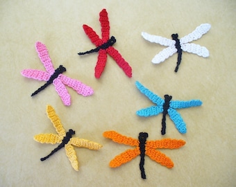 Crocheted Dragonfly Applique, Embellishment, Earrings - Your Choice of Colors