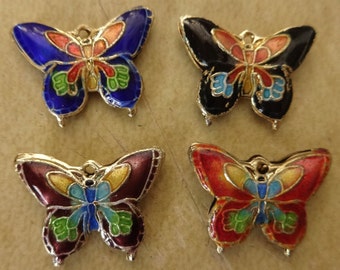 Mix Your Colors However You Want To, You Choose, Handmade Cloisonne Enamel Butterfly Pendants, Beads, Charms, 20 mm X 15 mm