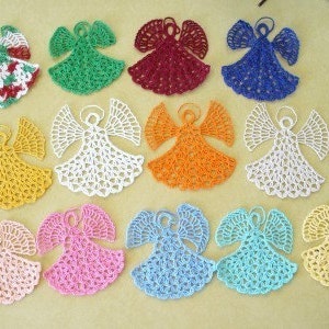 Heavenly Angels, Hand Crochet applique or embellishment Choose Your Colors, Single Color Or Maybe 2 or 3 Colors image 1