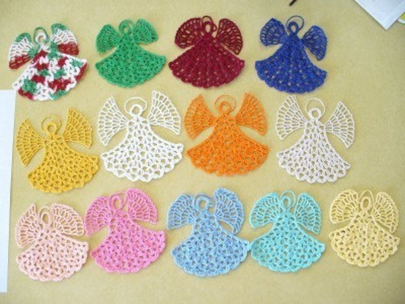 Heavenly Angels, Hand Crochet applique or embellishment Choose Your Colors, Single Color Or Maybe 2 or 3 Colors image 1