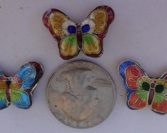 Mix Your Colors However You Want To, You Choose, Handmade Cloisonne Enamel Butterfly Beads, Charms, Pendants, 22 mm X 16 mm