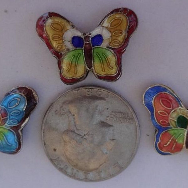 Mix Your Colors However You Want To, You Choose, Handmade Cloisonne Enamel Butterfly Beads, Charms, Pendants, 22 mm X 16 mm