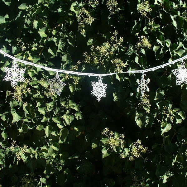 Crocheted Christmas Snowflake Garland - Mix and Match Snowflakes