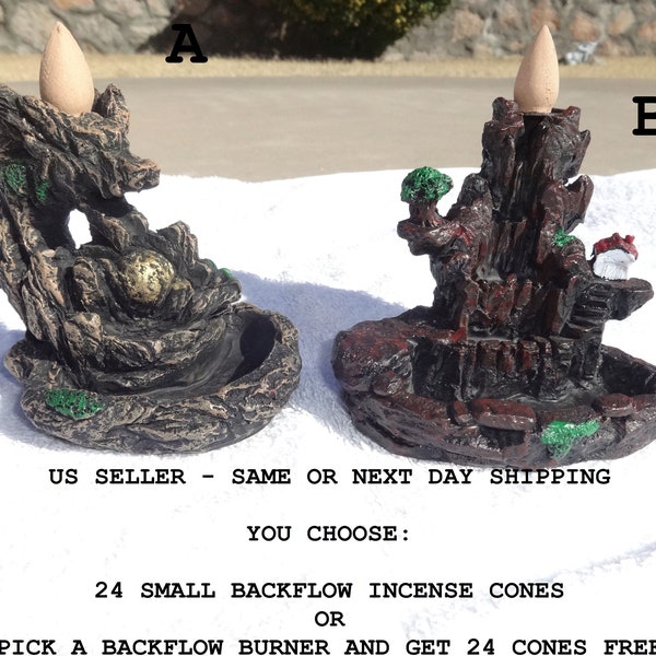 Backflow Incense Burner Holder Backflow Incense Cones Mixed Scents Dragon House Mountain Resin Waterfall Burner Effect