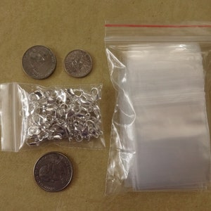 Mini Poly Bags (1.5x1.5) Small Plastic Baggies Thick 2mil (1515) Tiny Resealable Dime Bag (100, Clear)