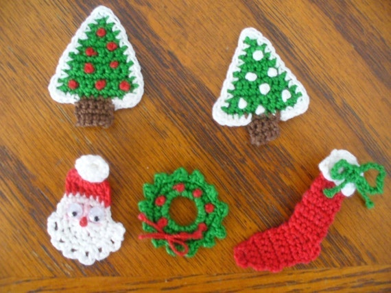 Decorazioni Albero Di Natale Uncinetto.All Uncinetto Appliques Di Natale Decorazioni Pins Etsy