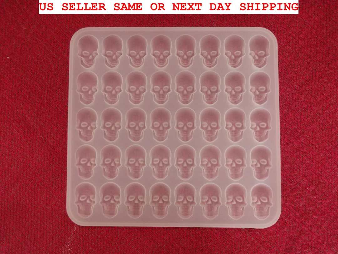 Skull Silicone Mold 40 Cavity Resin Chocolate Candy Gummy Fondant Candle Soap Plaster Pendant Cabochon Magnet Oven Bake Clay Scented Melts