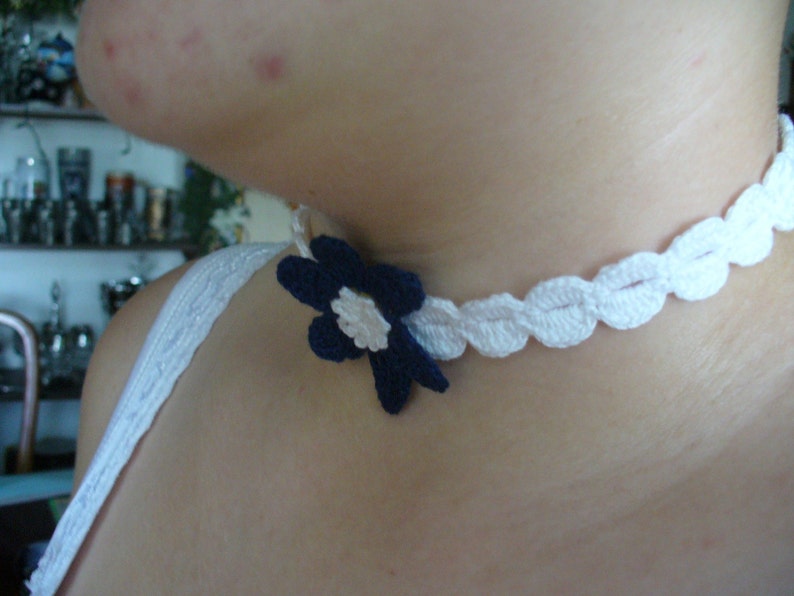 Midnight Delight, Hand Crochet choker Your choice of colors image 2