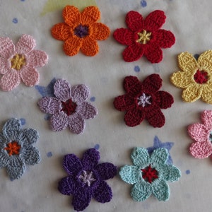 Crocheted Large Flower Appliques, Embellishments, Scrapbooking, Earrings, Magnets, Pins - Choose your Colors Inside and Outside