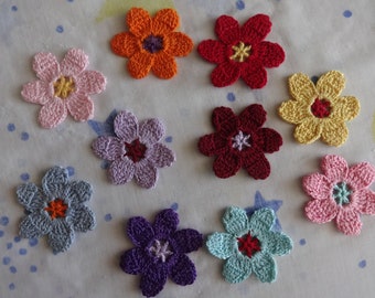 Crocheted Large Flower Appliques, Embellishments, Scrapbooking, Earrings, Magnets, Pins - Choose your Colors Inside and Outside